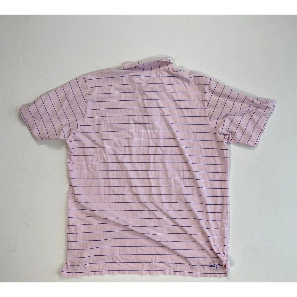 B Draddy Sport Polo Shirt Mens XL Pink Striped Golf Performance Pima Cotton